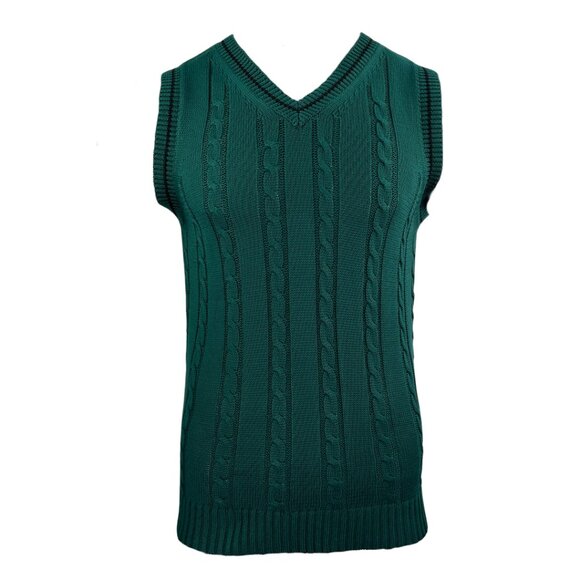 Green Cable Knit Sleeveless Sweater - Picture 1 of 5